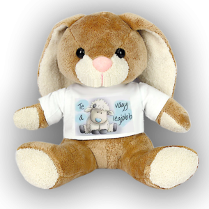 Plüss nyuszi "Te vagy a legjobb" (A) feliratos pólóban