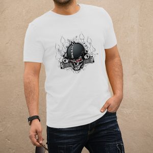 Sisakos koponya fehér póló