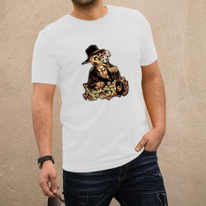 Koponya és dollár fehér póló