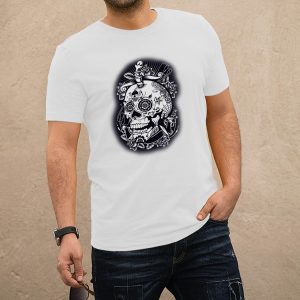 Mintás koponya fehér póló