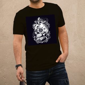 Mintás koponya fekete póló