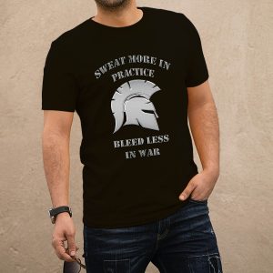 Spartan fekete póló ezüst mintával