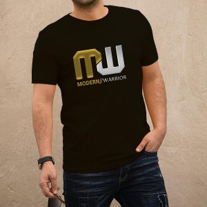 Modern warrior fekete póló arany és ezüst felirattal