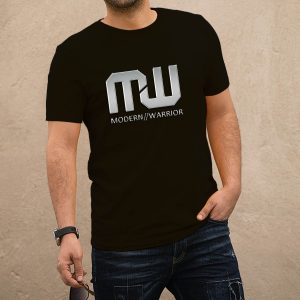 Modern warrior fekete póló ezüst felirattal