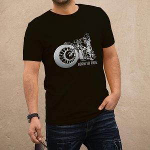 Born to ride fekete póló ezüst mintával