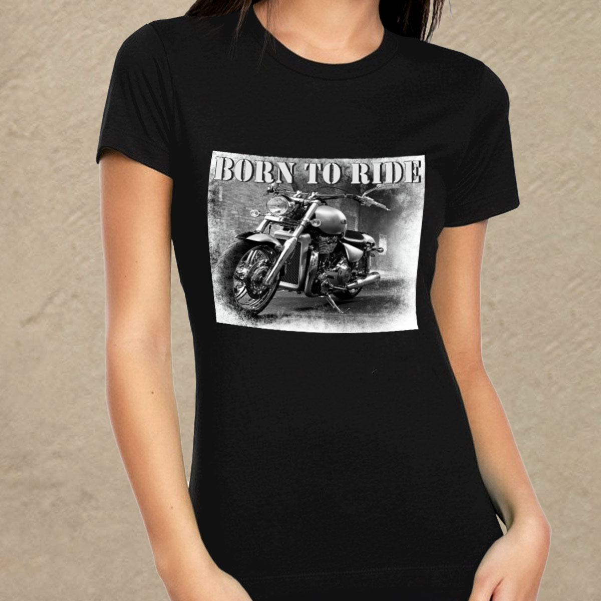 Born to ride - fekete női póló
