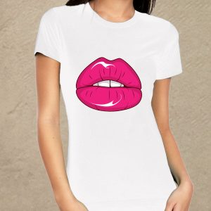 Pink száj - fehér női póló