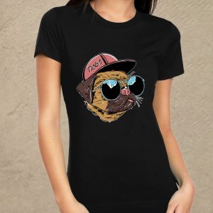 Mops - fekete női póló