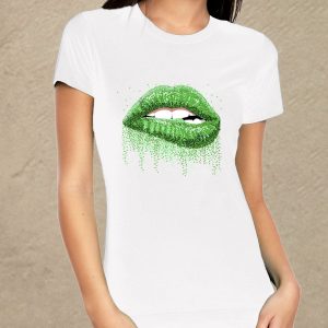 Zöld száj - fehér női póló