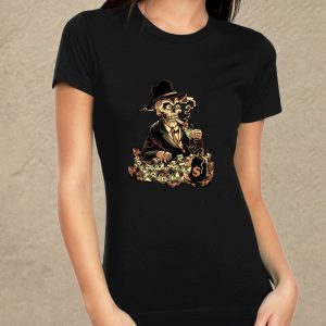 Koponya és dollár fekete női póló