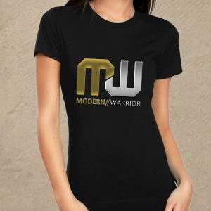 Modern Warrior fekete női póló arany/ezüst felirattal