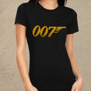 007 fekete női póló arany mintával