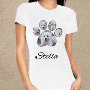 Tappancs fehér női póló saját kutya fotójával