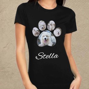 Tappancs fekete női póló saját kutya fotójával