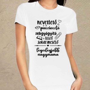 Legjobb nagymama fehér női póló