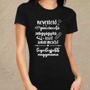 Legjobb nagymama fekete női póló