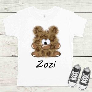 Szőrmók fehér gyermek póló névvel