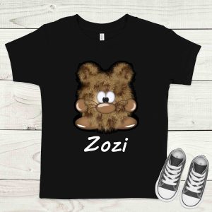 Szőrmók fekete gyermek póló névvel