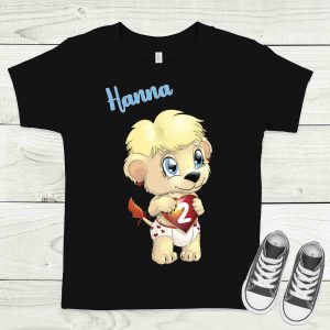 Oroszlán fekete gyermek póló névvel, életkorral