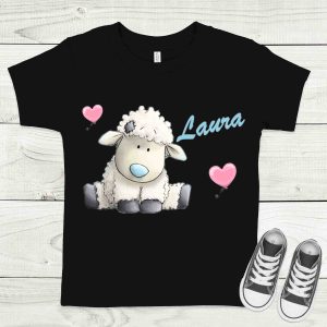 Bárány fekete gyermek póló névvel