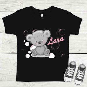 Koala buborékokkal fekete gyermek póló névvel