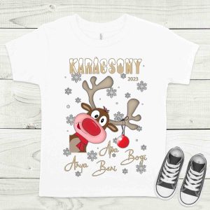 Karácsonyi fehér gyermek póló nevekkel