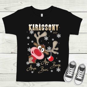 Karácsonyi fekete gyermek póló nevekkel