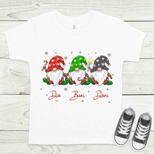 Karácsonyi manók fehér gyermek póló nevekkel