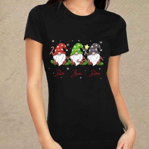 Karácsonyi manók fekete női póló nevekkel