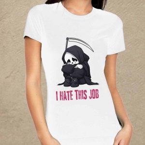 I hate this job fehér női póló (piros felirat)