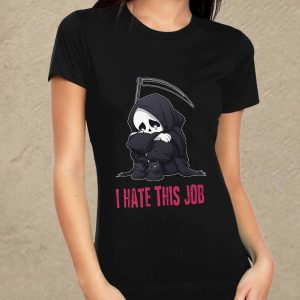 I hate this job fekete női póló (piros felirat)