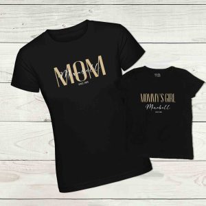 Anya-lánya póló névvel, születési évvel fekete