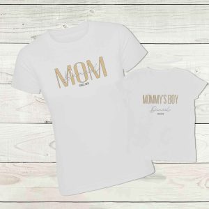 Anya-fia póló névvel, születési évvel fehér