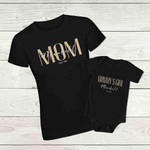 Anya-lánya póló és body névvel, születési évvel fekete