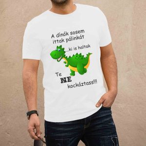 Pálinkás dínó fehér férfi póló