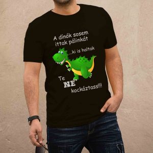 Pálinkás dínó fekete férfi póló