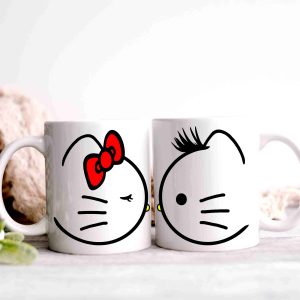 Szerelmes cicás páros bögrék nevekkel