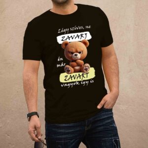 Zavart maci fekete férfi póló